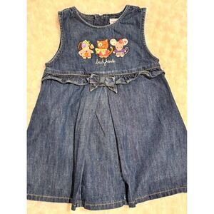 Gymboree "Best Friends" Denim Puppy Cat & Mouse Appliqué Dress 4 4T VGUC